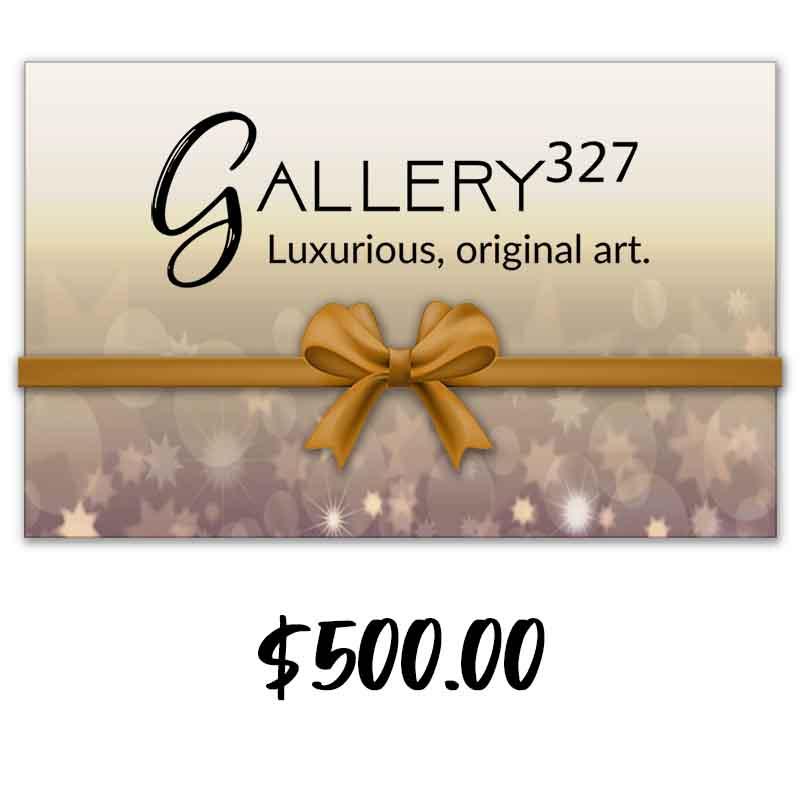 Gallery327 Gift Card, one-of-a-kind abstract painting in nan. Designed for refined interiors, layered collections, or luxury home offices.