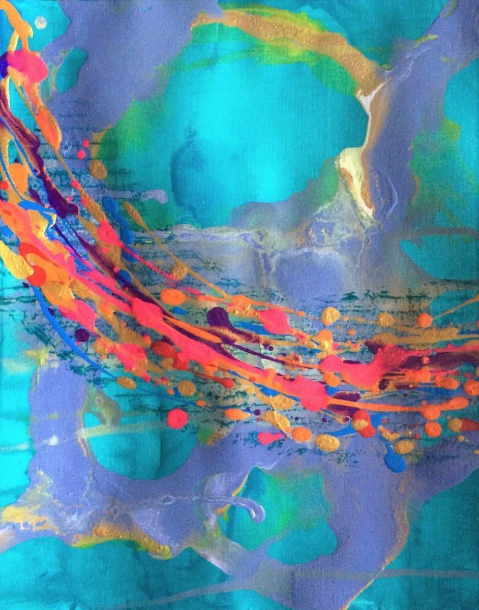 Good Dreams No. 2 11x14 one-of-a-kind abstract painting, handmade using Acrylic on off-white linen paper. Beautiful in refined interiors, layered collections, or luxury home offices.
