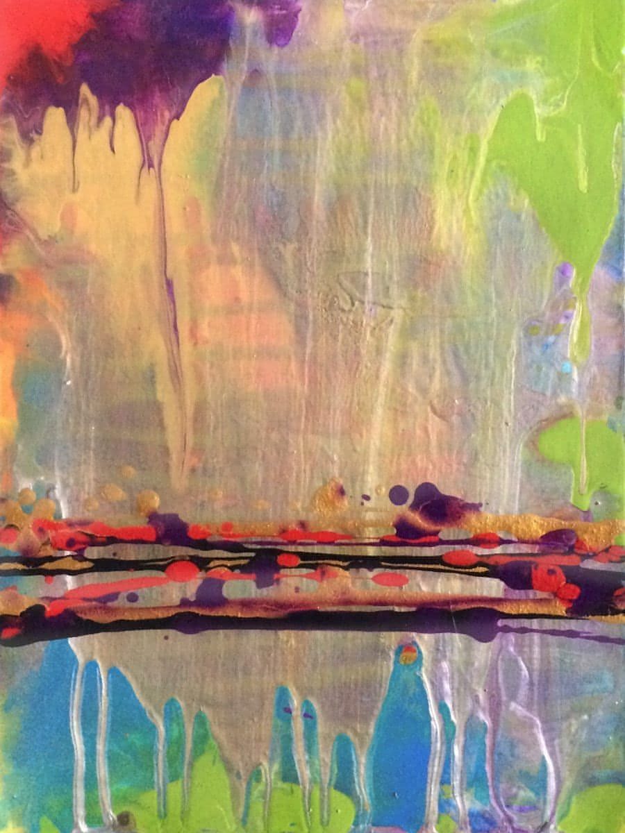 Good Things Happening 9x12 one-of-a-kind abstract painting, handmade using Acrylic on off-white linen paper. Beautiful in refined interiors, layered collections, or luxury home offices.