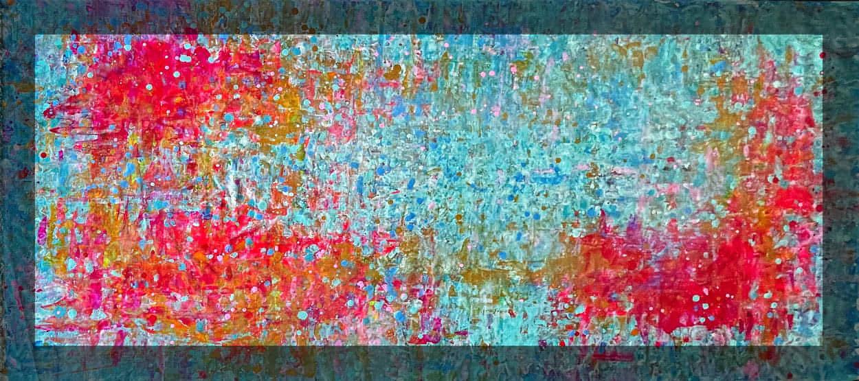 Good Vibes: Wild Flowers, one-of-a-kind abstract painting in Acrylic on canvas, 26 X 66. Designed for refined interiors, layered collections, or luxury home offices.