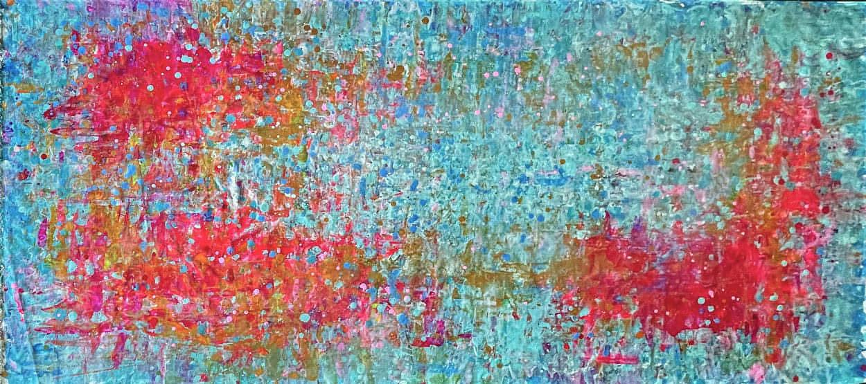Good Vibes: Wild Flowers, 26 X 66 one-of-a-kind abstract painting, handmade using Acrylic on canvas. Beautiful in refined interiors, layered collections, or luxury home offices.