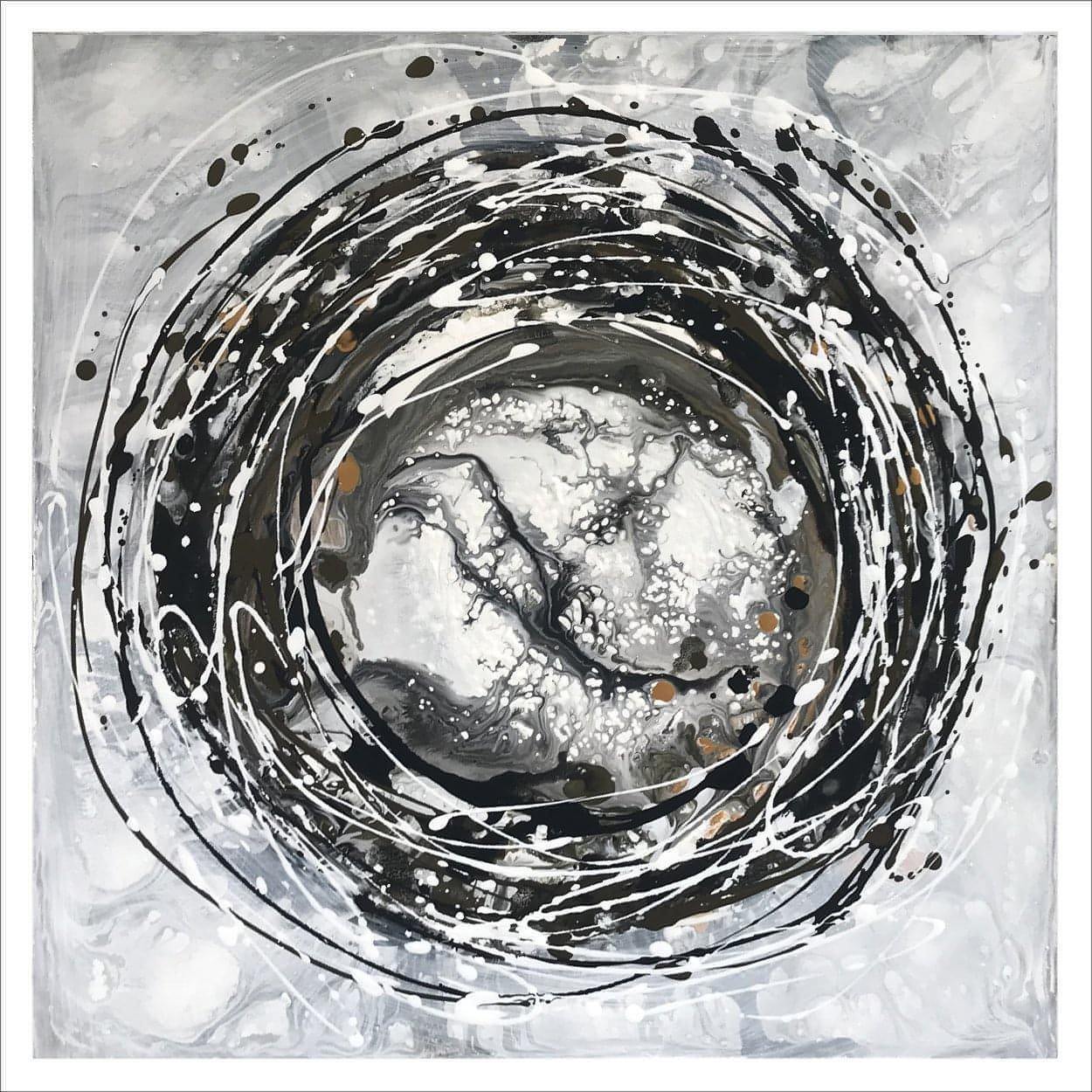 Halo No. 6: Original one-of-a-kind abstract painting, 24 X 24, created with Acrylic on masonite. Adds depth to refined interiors, layered collections, or luxury home offices.