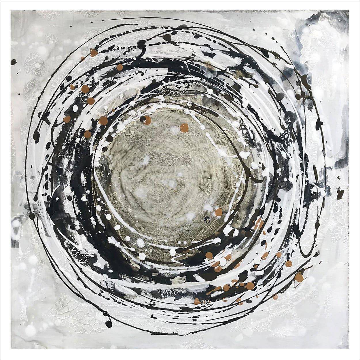 Halo: Original one-of-a-kind abstract painting, 24 X 24, created with Acrylic on masonite. Adds depth to refined interiors, layered collections, or luxury home offices.