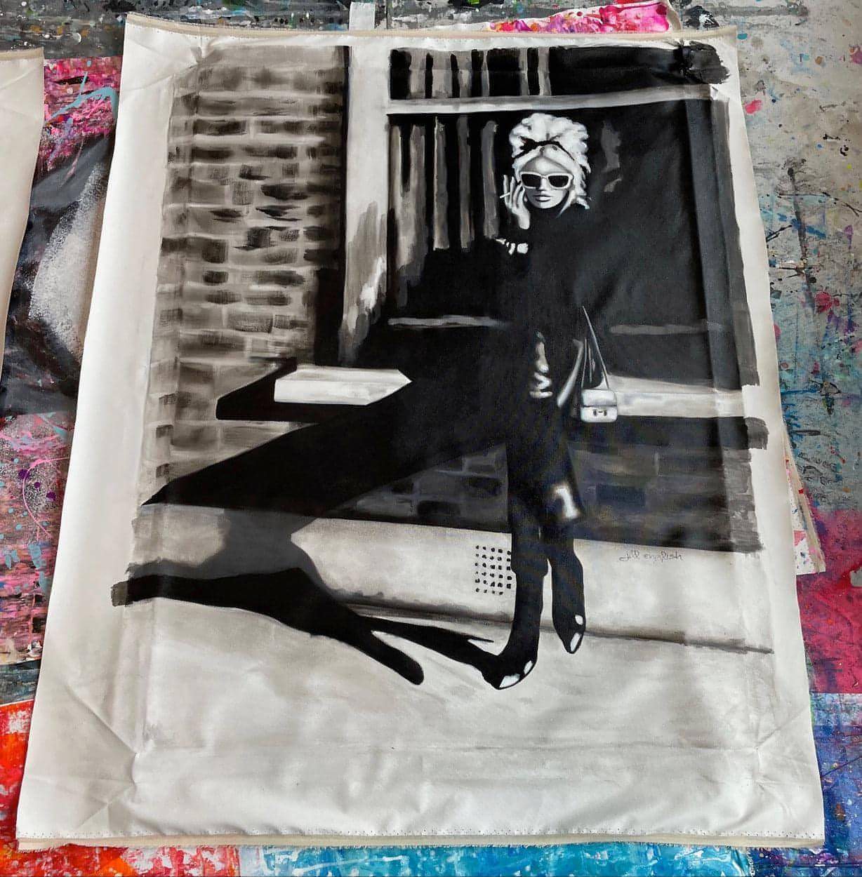 Leather and Laughs, Original one-of-a-kind abstract painting, 36 X 48, created with Acrylic on canvas. Adds depth to refined interiors, layered collections, or luxury home offices.