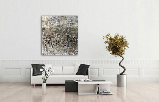 Monterey No. 2, Original one-of-a-kind abstract painting, 52 X 56, created with Acrylic on canvas. Adds depth to refined interiors, layered collections, or luxury home offices.
