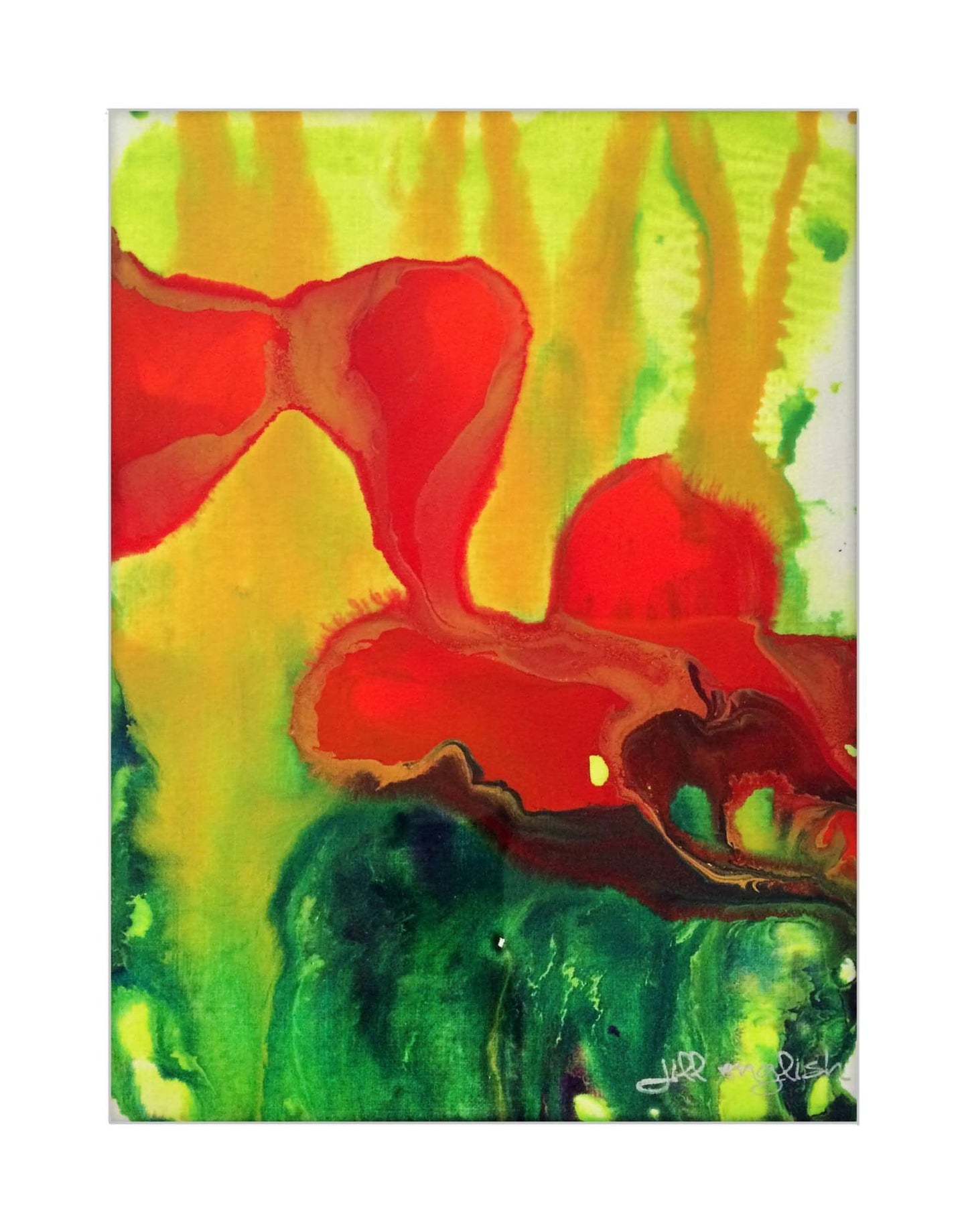 Perfect Harmony No. 3 11x14 one-of-a-kind abstract painting, handmade using Acrylic on off-white linen paper. Beautiful in refined interiors, layered collections, or luxury home offices.