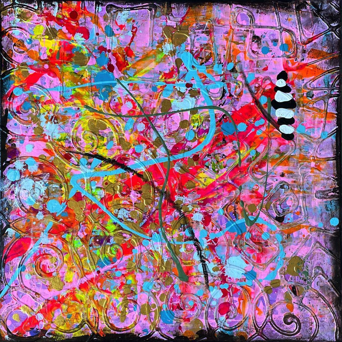 Reef Dive, SIX PANELS: 20 X 20 inches, crafted in Acrylic on canvas. This one-of-a-kind abstract painting complements refined interiors, layered collections, or luxury home offices.