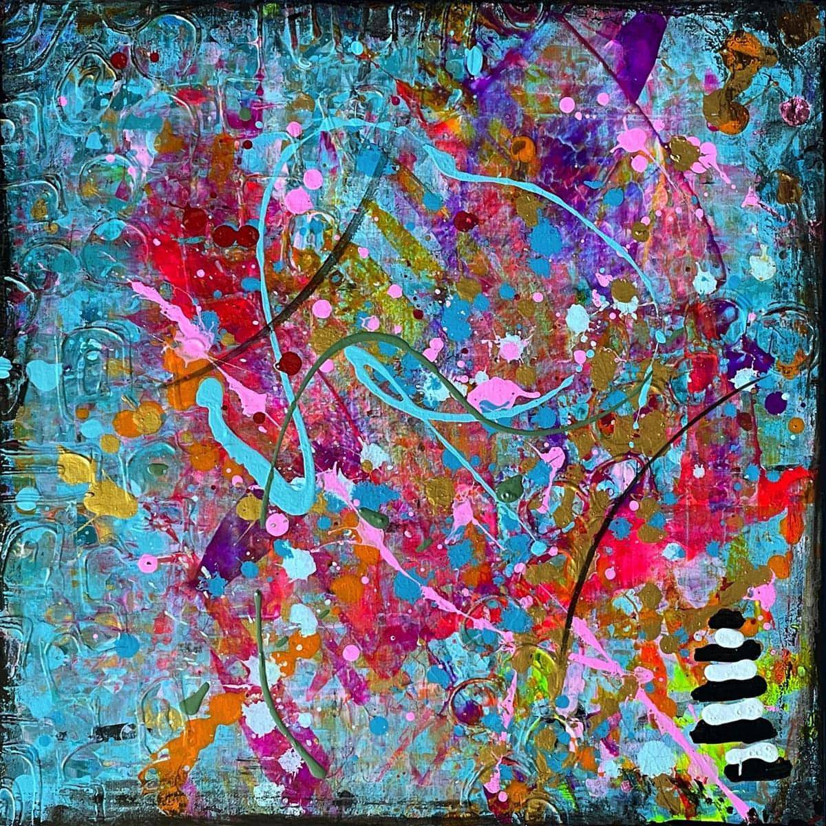 Reef Dive, SIX PANELS: 20 X 20 inches one-of-a-kind abstract painting, handmade using Acrylic on canvas. Beautiful in refined interiors, layered collections, or luxury home offices.