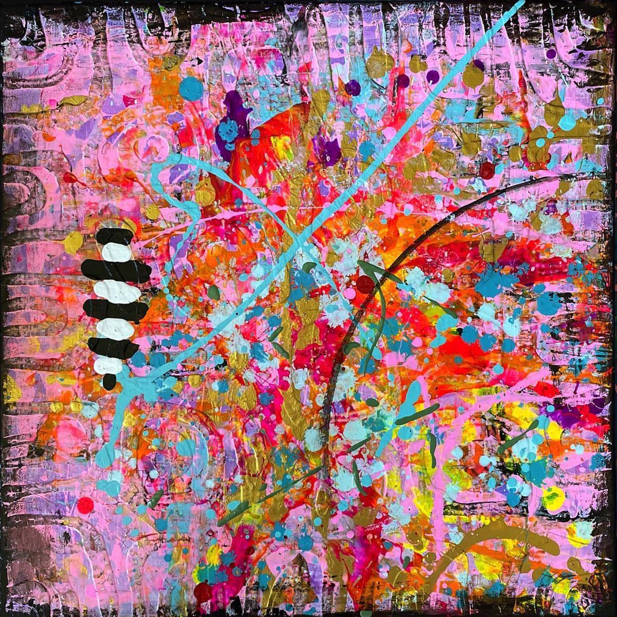 Reef Dive, one-of-a-kind abstract painting in Acrylic on canvas, SIX PANELS: 20 X 20 inches. Designed for refined interiors, layered collections, or luxury home offices.