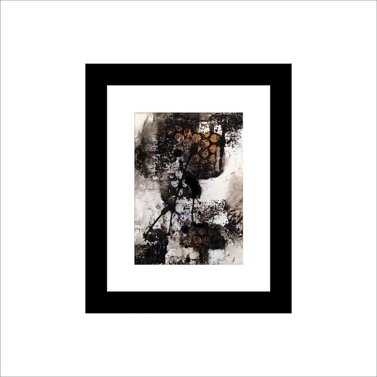 Retinue No. 1 one-of-a-kind abstract painting in Acrylic on off-white linen paper, 9.5 X 11.5. Designed for refined interiors, layered collections, or luxury home offices.
