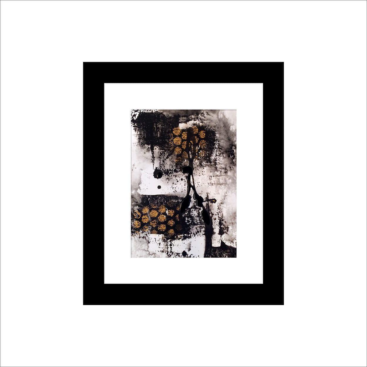 Retinue No. 2: A one-of-a-kind abstract painting, 9.5 X 11.5, created in Acrylic on off-white linen paper. Perfect for refined interiors, layered collections, or luxury home offices.