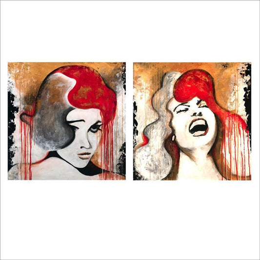 Sophia & Jane: A one-of-a-kind abstract painting, TWO PANELS: 24 X 24 inches each, created in Acrylic on masonite. Perfect for refined interiors, layered collections, or luxury home offices.