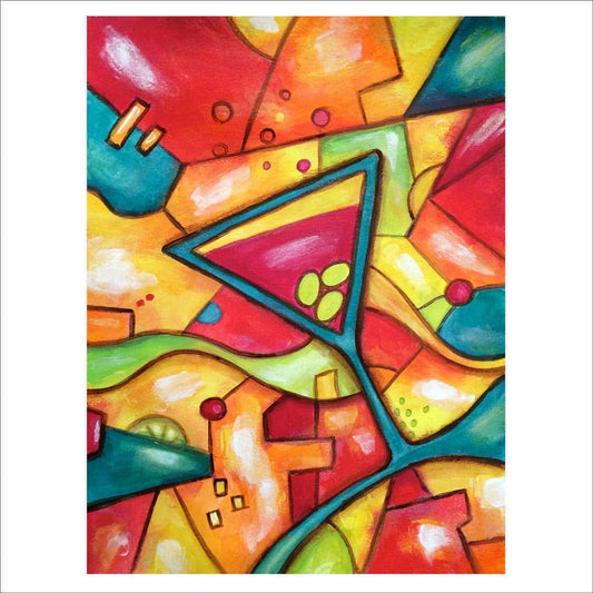 Summer Cocktail, 12.25 X 15.25, crafted in Acrylic on off-white linen paper. This one-of-a-kind abstract painting complements refined interiors, layered collections, or luxury home offices.