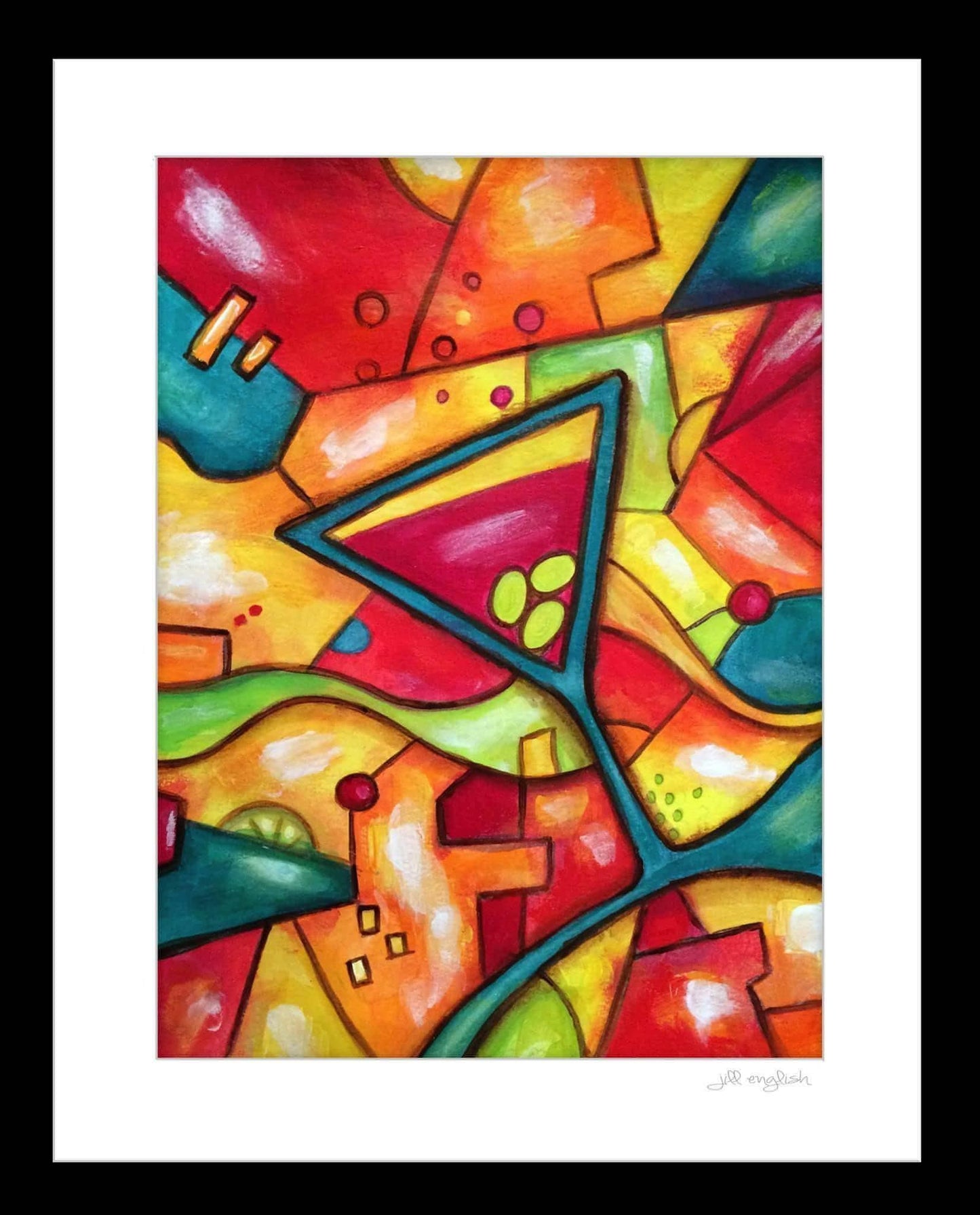Summer Cocktail, Original one-of-a-kind abstract painting, 12.25 X 15.25, created with Acrylic on off-white linen paper. Adds depth to refined interiors, layered collections, or luxury home offices.