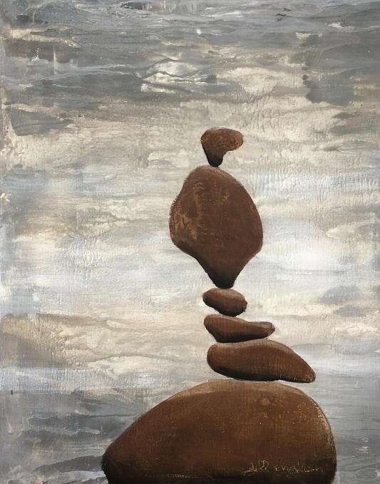 Top Of The World No. 2: A one-of-a-kind abstract painting, 11x14, created in Acrylic on off-white linen paper. Perfect for refined interiors, layered collections, or luxury home offices.