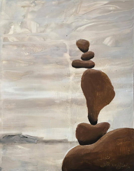 Top Of The World No. 4 one-of-a-kind abstract painting in Acrylic on off-white linen paper, 11x14. Designed for refined interiors, layered collections, or luxury home offices.