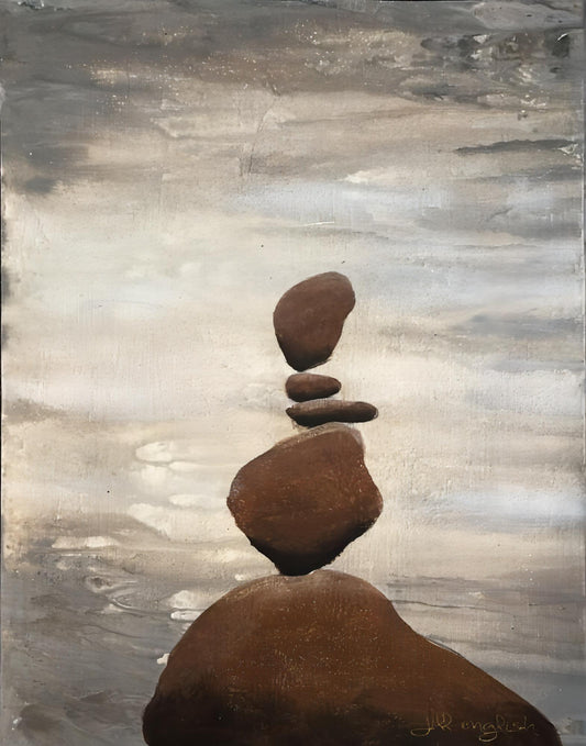 Top Of The World 7: A one-of-a-kind abstract painting, 11x14, created in Acrylic on off-white linen paper. Perfect for refined interiors, layered collections, or luxury home offices.