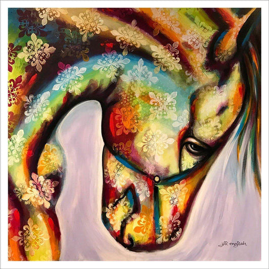 Trick Pony one-of-a-kind abstract painting in Acrylic on canvas, 36x36. Designed for refined interiors, layered collections, or luxury home offices.