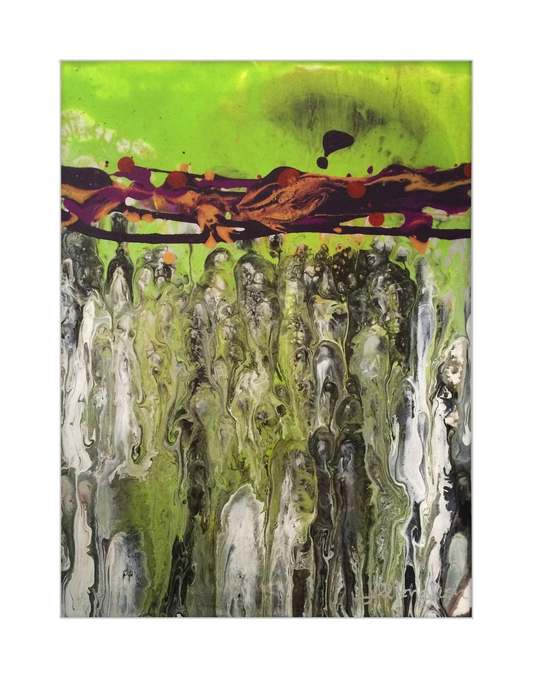 What Lies Beneath No. 2, 11x14, crafted in Acrylic on off-white linen paper. This one-of-a-kind abstract painting complements refined interiors, layered collections, or luxury home offices.