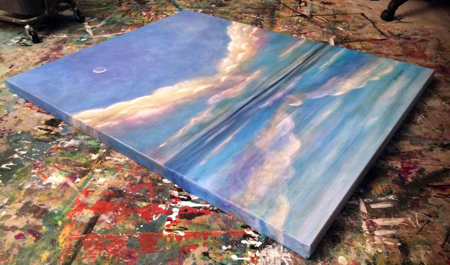Wings of the Horizon, 40x50 one-of-a-kind abstract painting, handmade using Acrylic on canvas. Beautiful in refined interiors, layered collections, or luxury home offices.