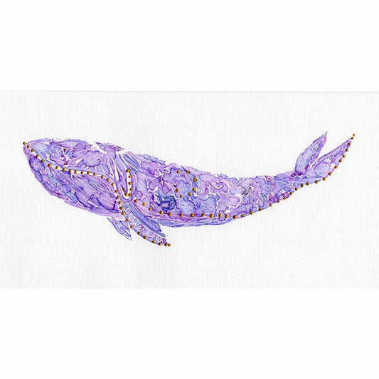 Purple Whale: Coastal Watercolors 2 (11 X 5.75 inches)