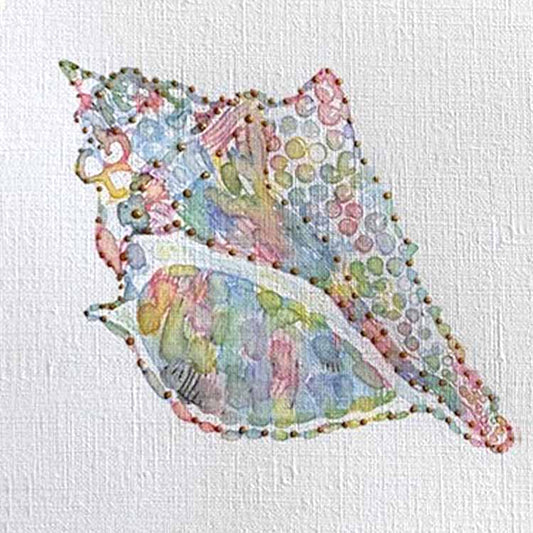 Seashell 1: Mini Watercolor one-of-a-kind abstract painting in 5X5. Designed for refined interiors, layered collections, or luxury home offices.